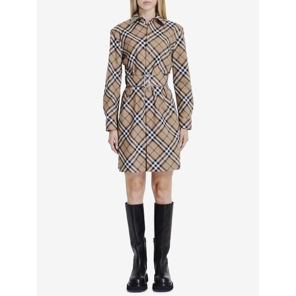 BURBERRY Haymarket Check Shirtdress Women BROWN Dresses